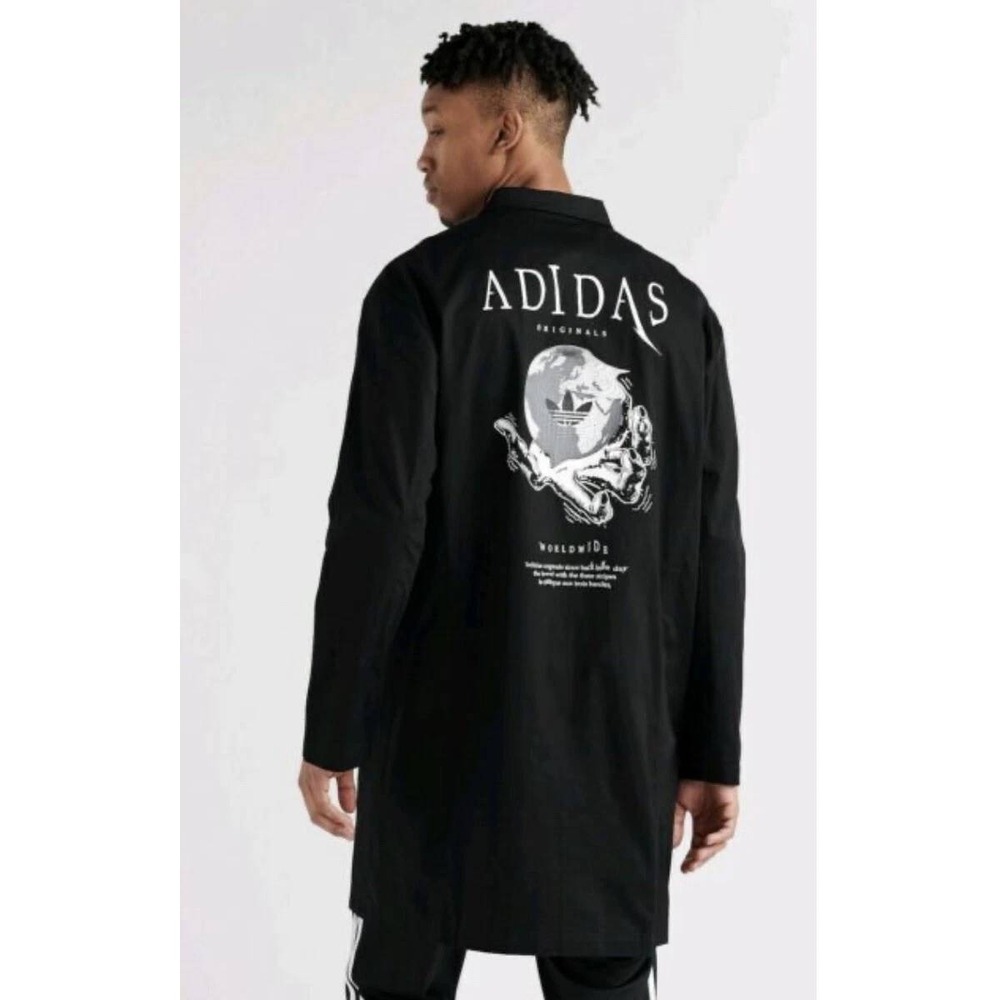 Adidas Originals Planetoid Parka Mens S Black Streetwear Long Trenchcoat Jacket